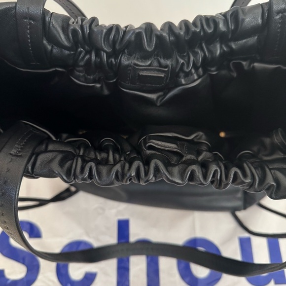 NWT PROENZA SCHOULER Black Leather Drawstring Tote Bag With Detachable Zip Pouch - Picture 15 of 16